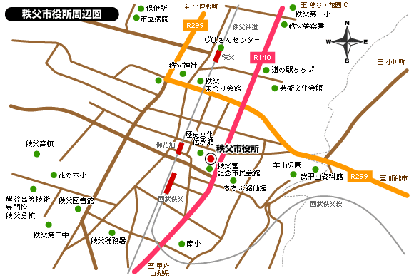 秩父市役所周辺図