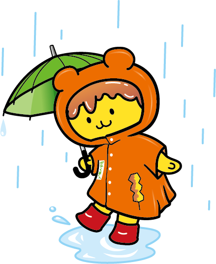 雨がっぱと傘