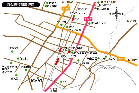 秩父市役所周辺図